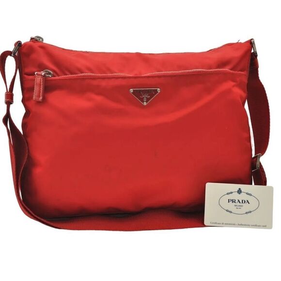 PRADA Nylon Leather Shoulder/Crossbody Bag Red 💼 #1 - Picture 1 of 14